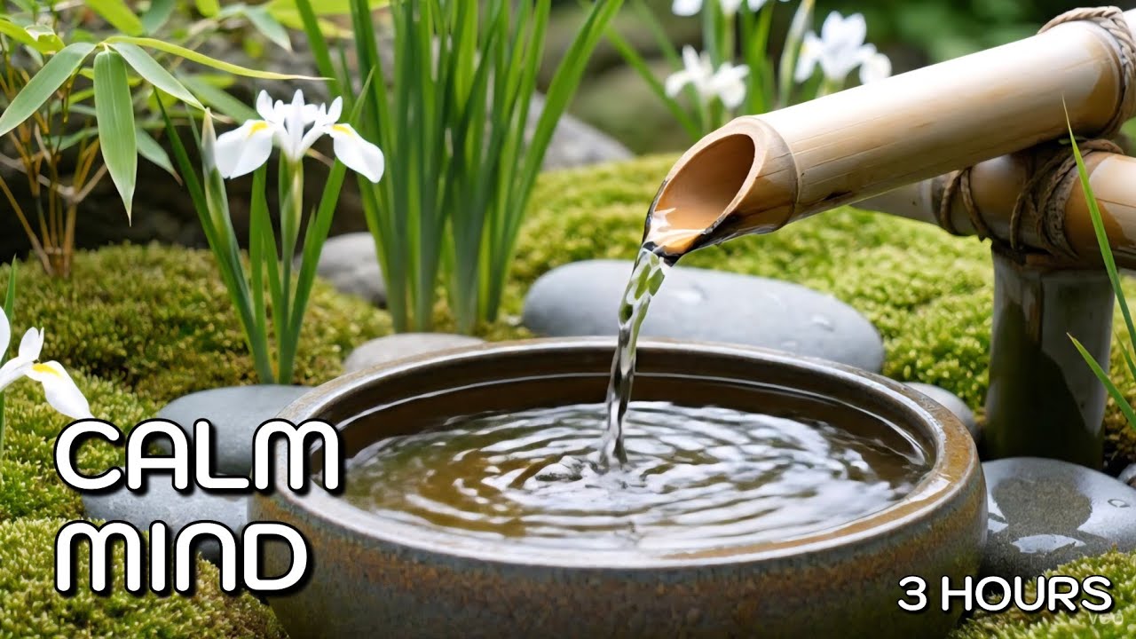 🌿 Zen Bamboo Water Sounds | Calm Mind & Natural Sleep (3 Hours)