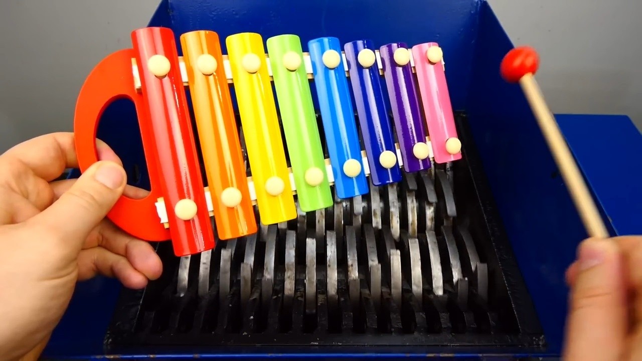 Wooden Musical Toy (Eight Tone) Xylophone vs Shredder | crushing metal | Satisfying ASMR video!