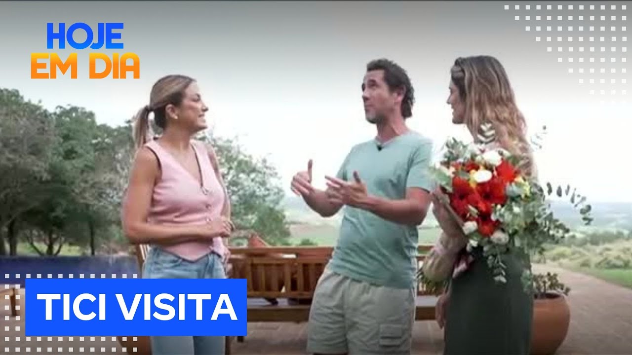 Tici visita o sítio de Rafa Brites e Felipe Andreoli no interior de São Paulo