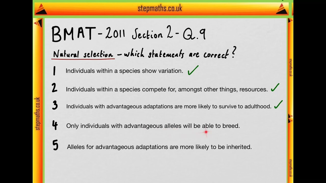 BMAT 2011 Section 2 - Q09 Bio - Natural selection - Worked Solution