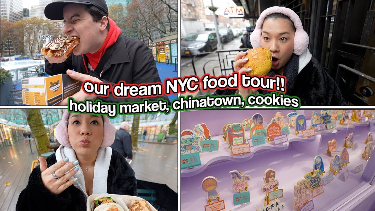 OUR DREAM NYC FOOD TOUR!! Holiday Market, Chinatown & Cookies! Vlogmas Day 16