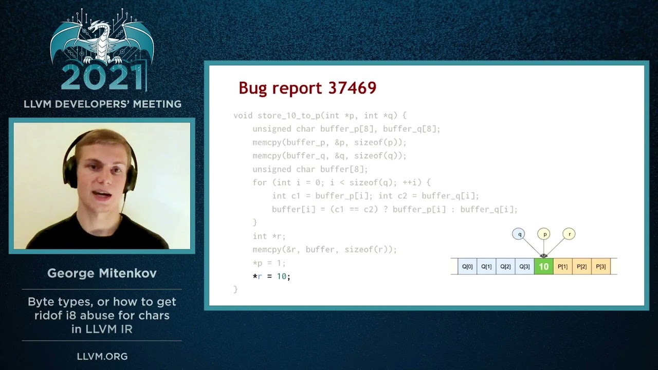 2021 LLVM Dev Mtg “Byte types, or how to get rid of i8 abuse for chars in LLVM IR”