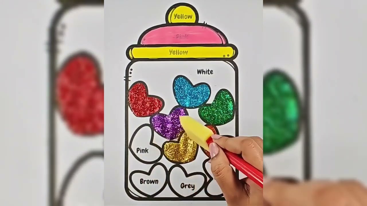 Learn Colors with Glitter Hearts ❤️💙💚💛💜🧡🖤🤍💖🤎  | Fun Color Learning Activity for Kids |kids learning 