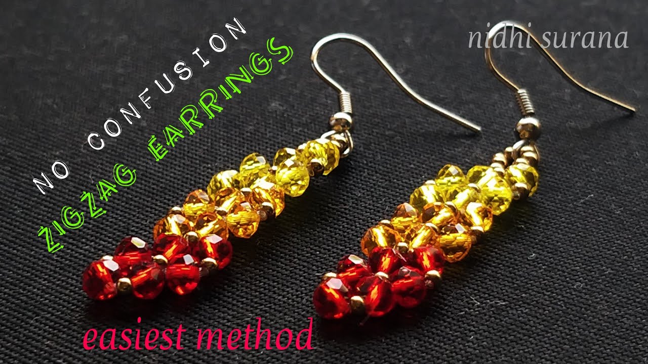 🎀 Easiest ZigZag Earrings || Crystal Earrings/Aretes Tutorial (0239)