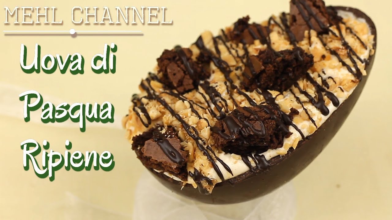 UOVA DI CIOCCOLATO RIPIENE. Dolce di Pasqua fatto in casa con crema alla nocciola e Brownies