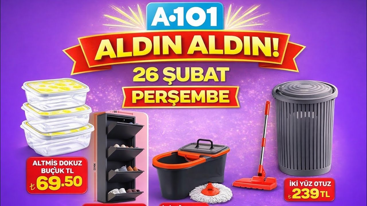 A101 Aldın Aldın 26 Şubat Perşembe Aktüel Ürünler | Saklama Kabı, Ayakkabılık, Temizlik Seti Büyük 