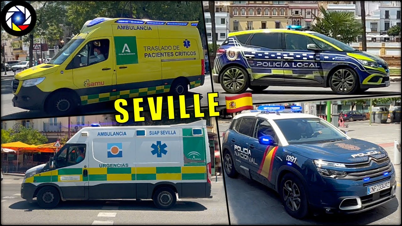 SEVILLE ⎮ Emergency Vehicles Responding - Police and Ambulances Compilation