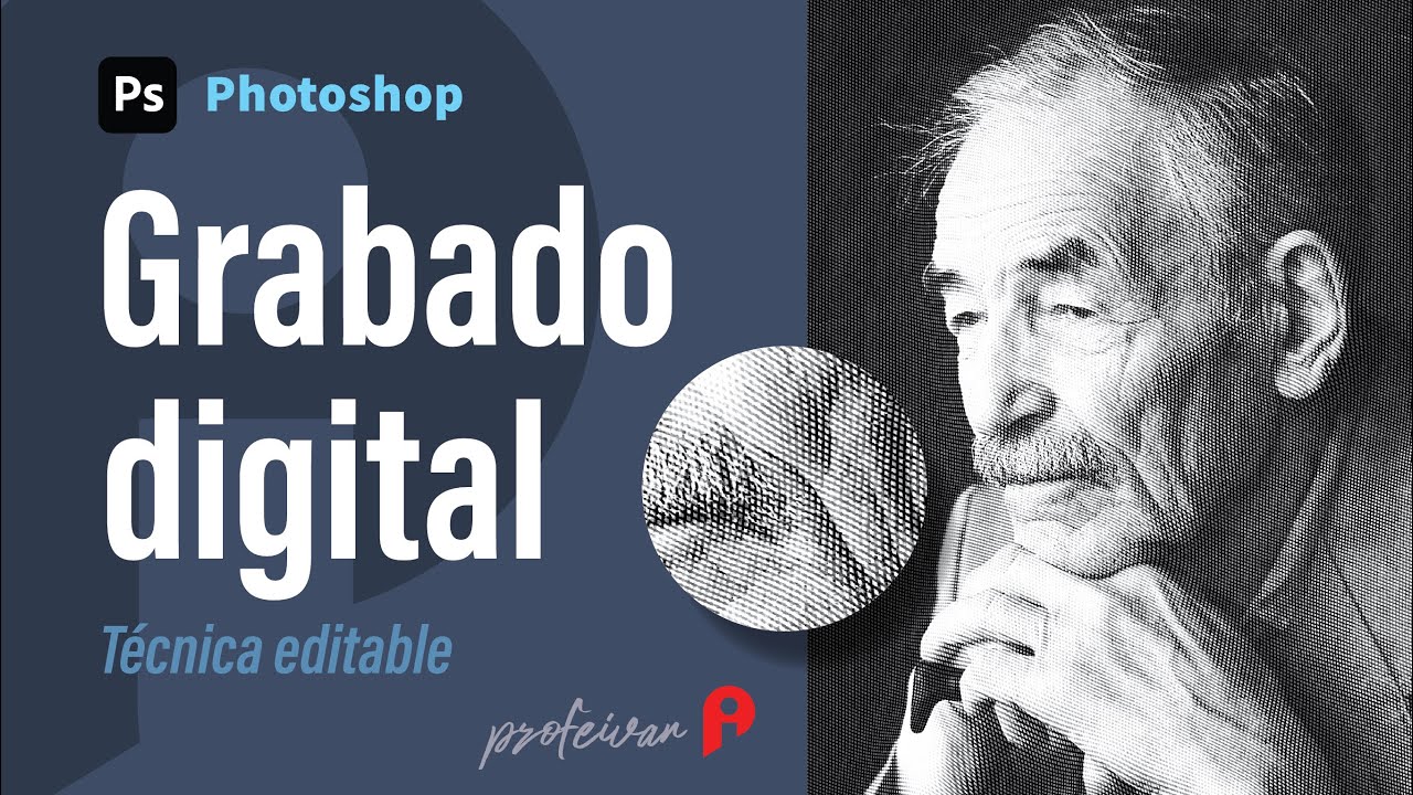 💵Grabado digital en Photoshop - Técnica editable