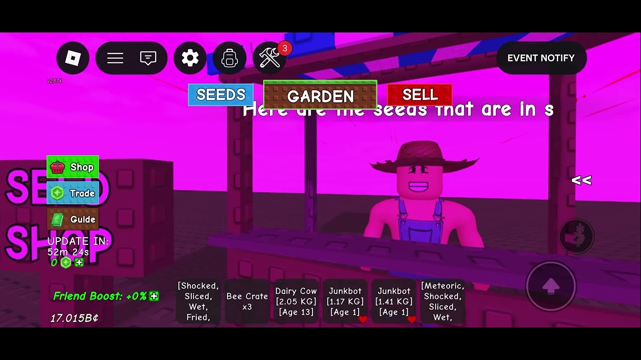 Playing grow a garden ￼