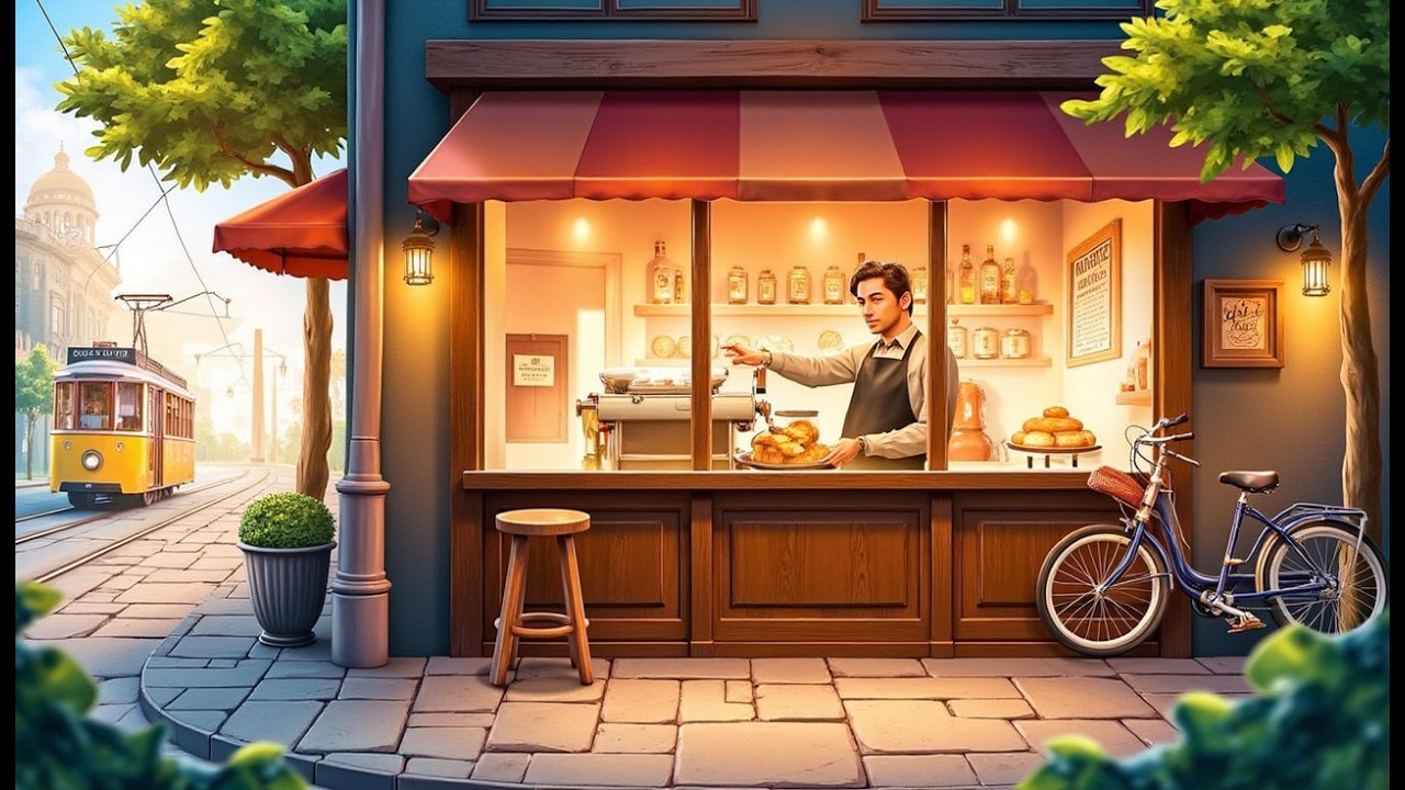 Peaceful Morning Café Routine in the City  Ghibli Style Cozy Life