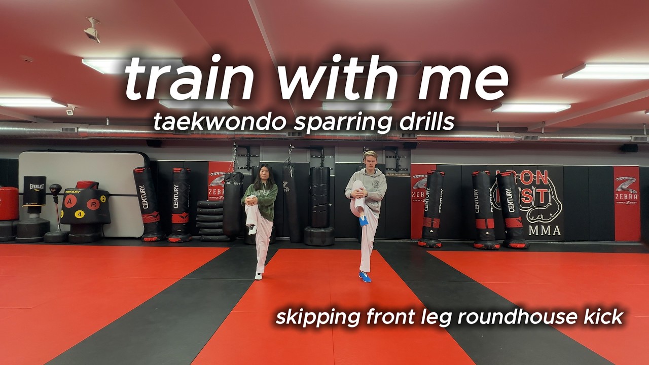 Taekwondo TRAINING as a WHITE BELT | Front Leg Roundhouse Kick 빠른발 돌려차기