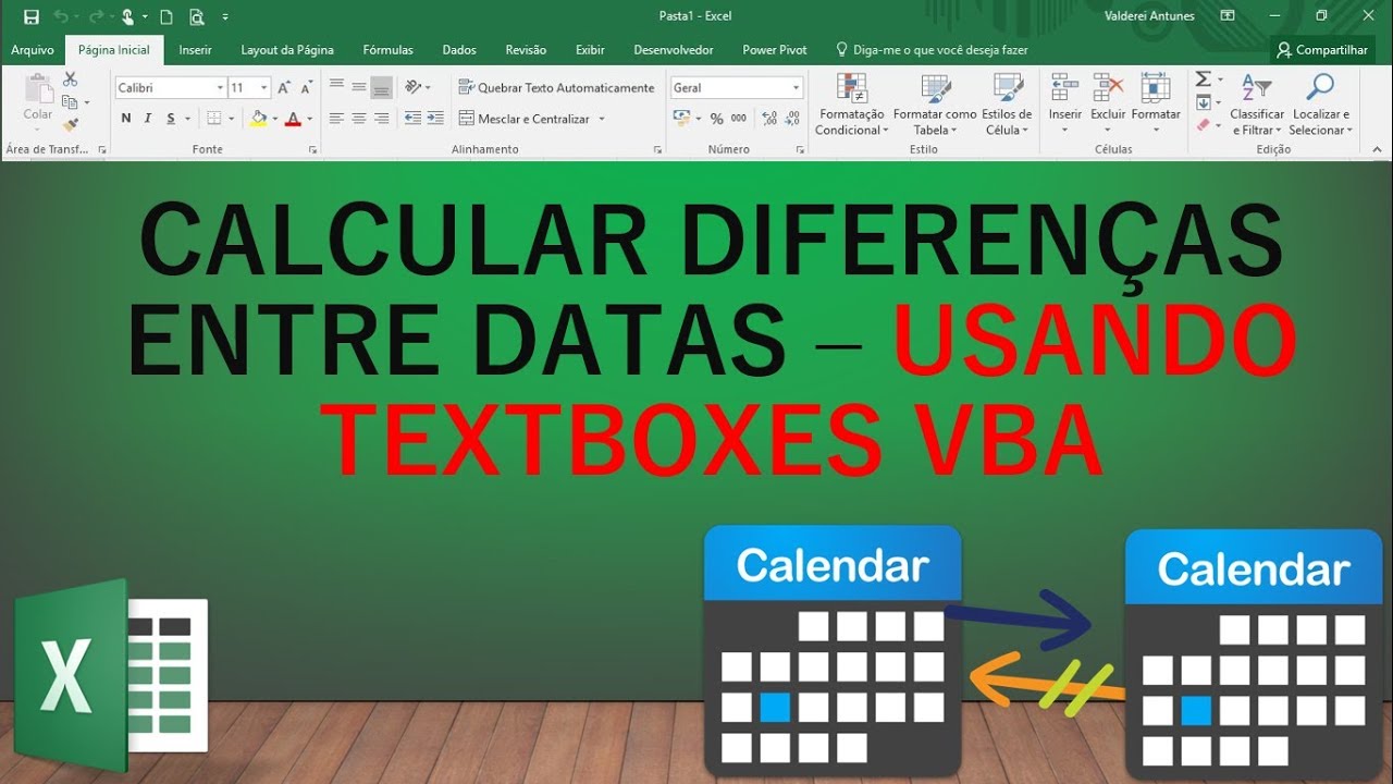 Diferen&ccedil;a Entre Datas TextBoxes Excel VBA - V&iacute;deo 92