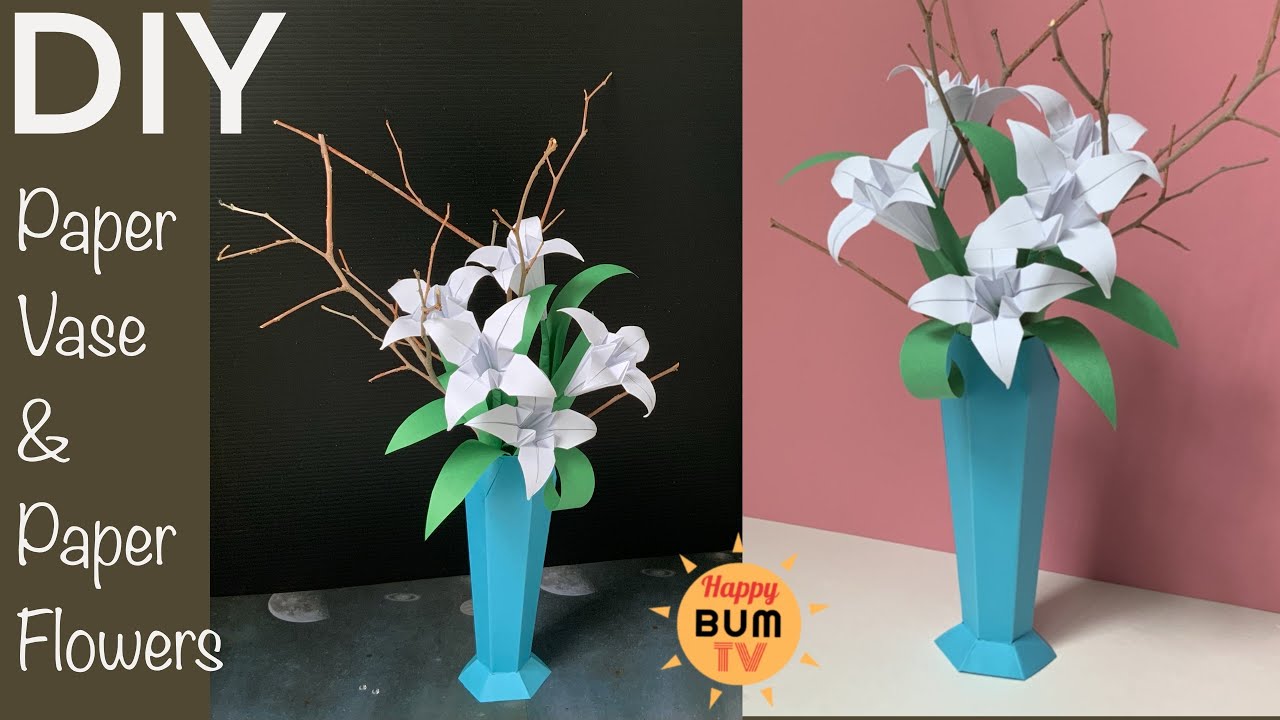 DIY PAPER VASE AND PAPER FLOWERS I HOW TO MAKE FLOWER VASE WITH PAPER I EASY DIY HOME DECOR IDEAS