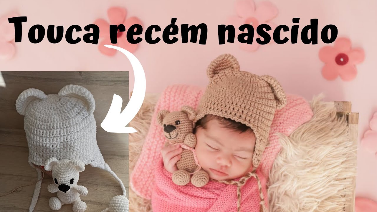 Touca para recém nascido de crochê