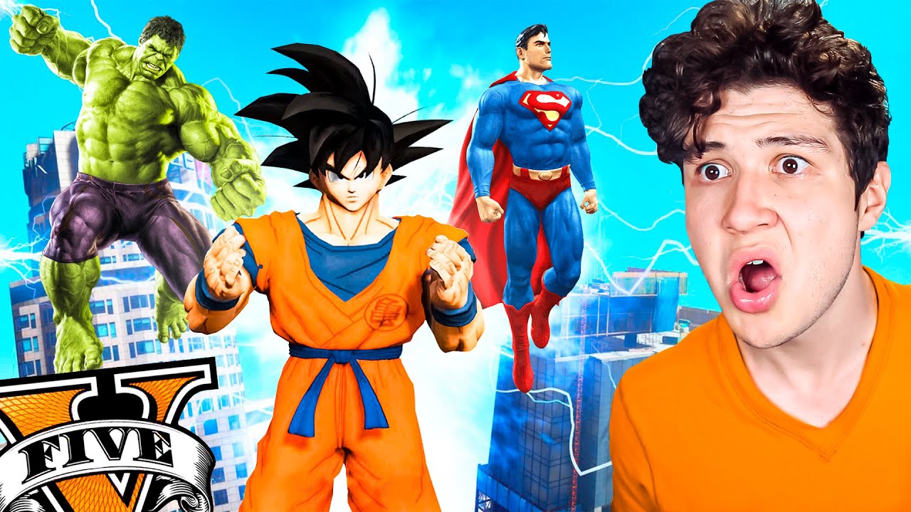 SUPERMAN vs HULK vs GOKU! ¿Quién es más FUERTE en GTA 5? 💪💥 (Mods)