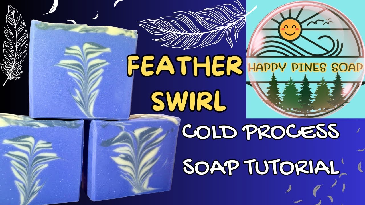 FEATHER SWIRL Technique in Cold Process Soap With Kaolin Clay: Soaping Tutorial