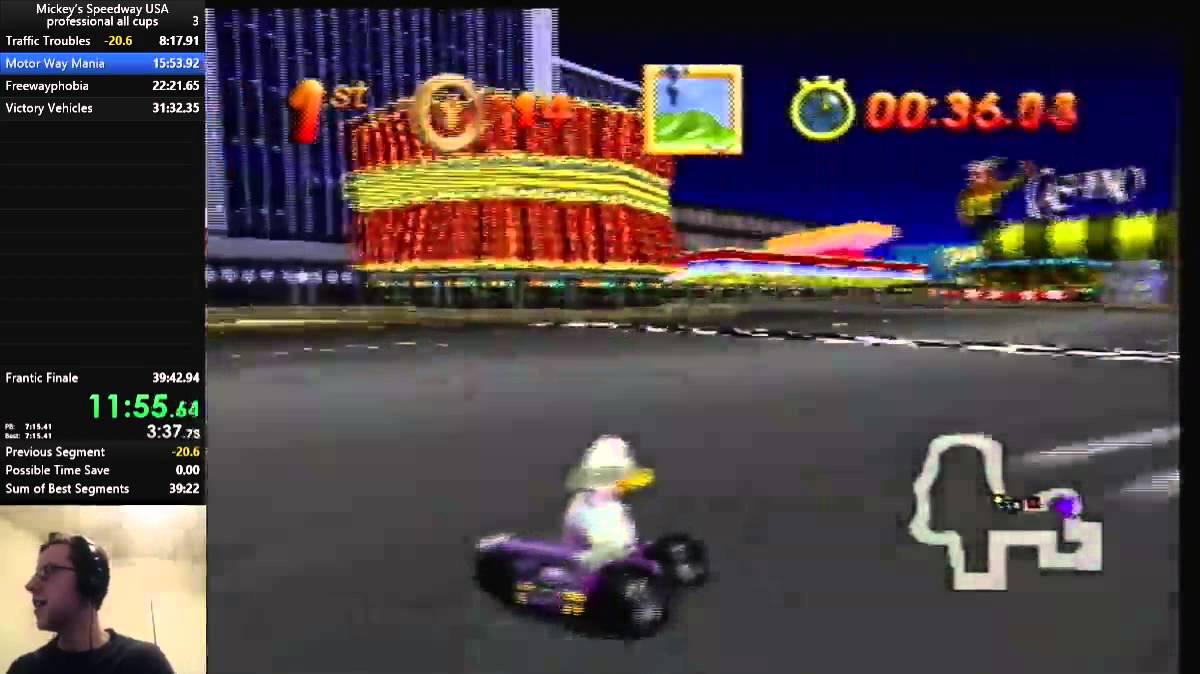 Mickey's Speedway USA(N64) Prof. all cups - 37:35 (OBSOLETE)