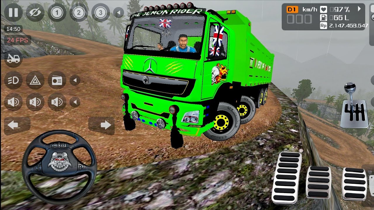 INDIAN BHARAT BENZ TRUCK OFF-ROAD OVER LOAD TRANSPORT DRIVING ! BUSSID GAMES 