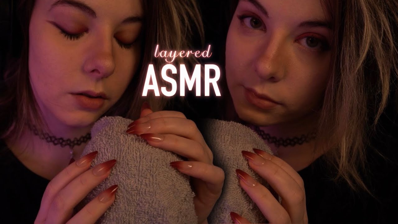 layered ASMR | 200% subtle Unintelligible Whispering & slow Towel Scratching - breathing, no talking