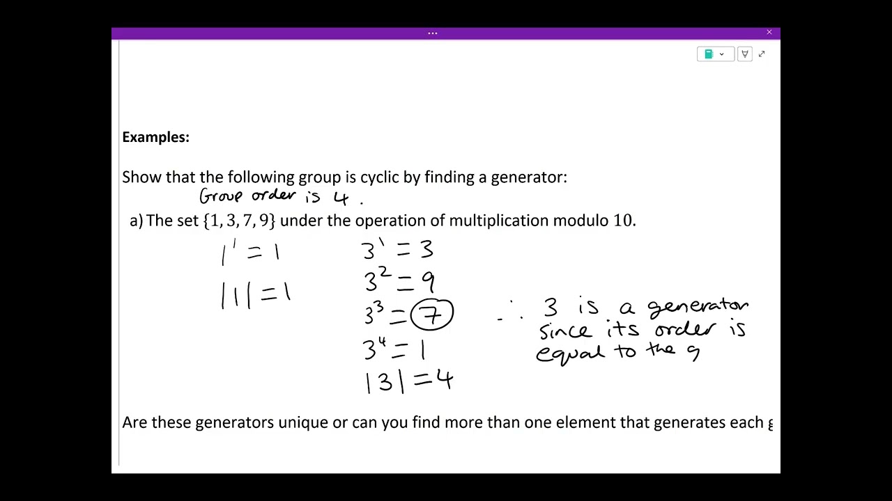 OCR Further Maths A-Level Additional Pure: Cyclic Groups and Generators