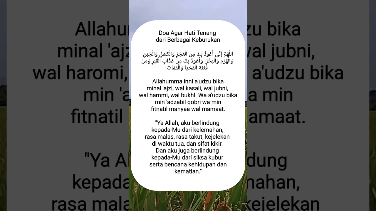Do'a Agar Hati Tenang Dari Berbagai Keburukan
