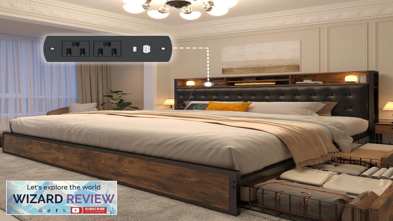 EnHomee King Size Bed Frame with 4 Storage Drawers & HeadboardKing Bed Review