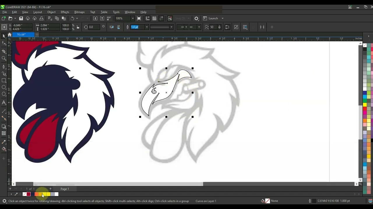 Learn Best & Professional Techniques for Manual Tracing in Coreldraw - Rooster Mascot Logo Design