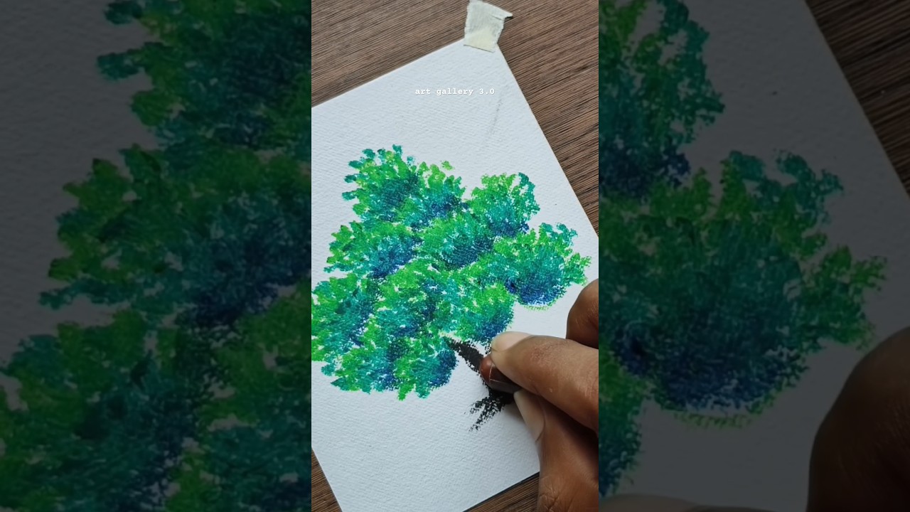 how to draw tree 🌿. easy oil pastel drawing tutorial #shorts #drawing #tree #art #nature #tutorial