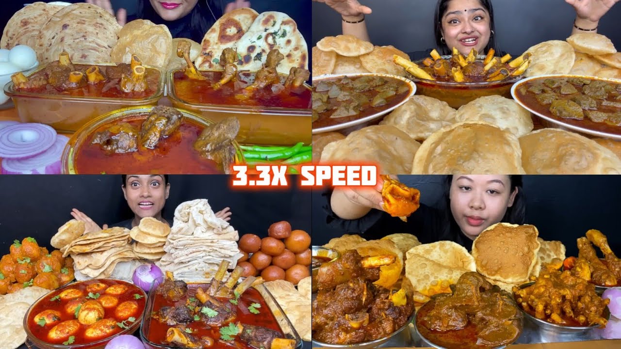 ASMR: Eating Paratha With Chicken and Mutton Curry Eating 😍😋 liver and egg curry Mukbang