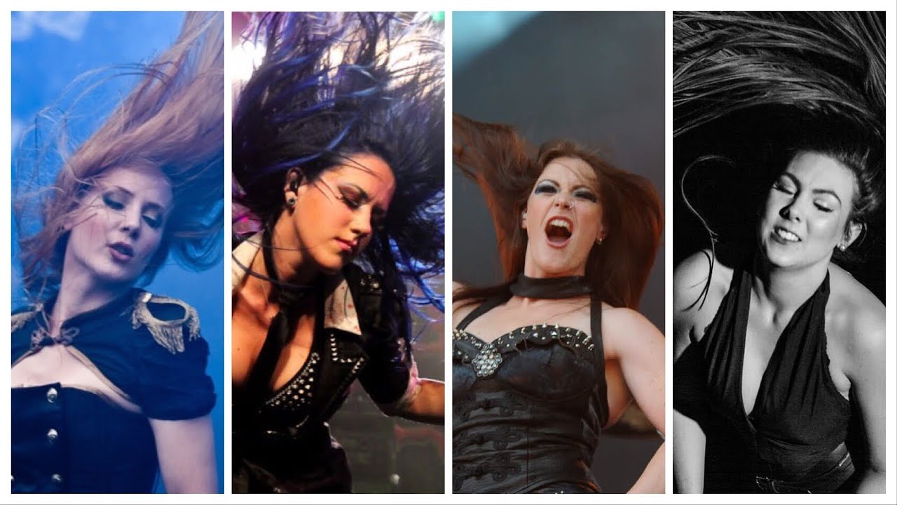 Simone Simons, Alissa White-Gluz, Floor Jansen & Elize Ryd headbanging on The Haunting (Kamelot)