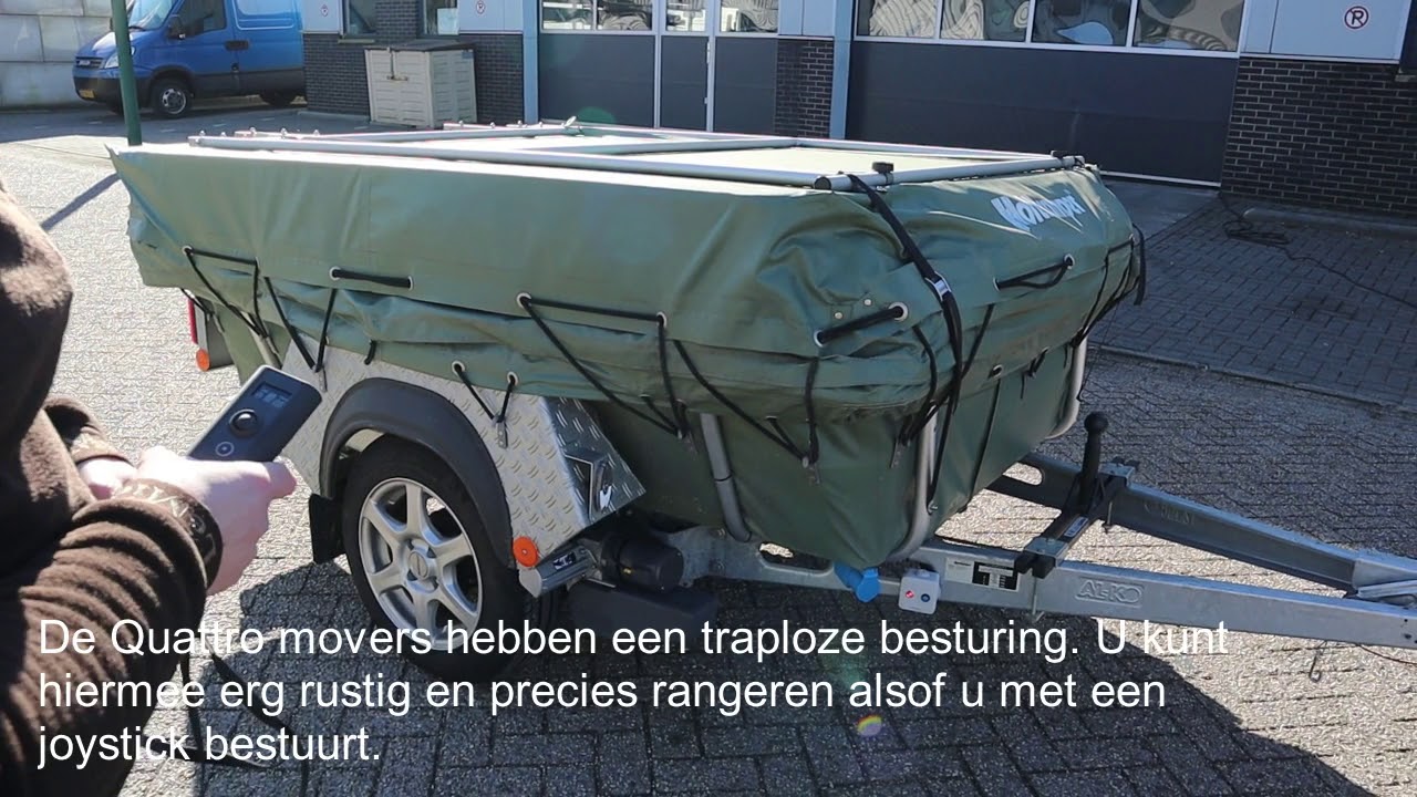 Quattro Platinum volautomatische caravanmover gemonteerd op een Holtkamper Spacer vouwwagen.