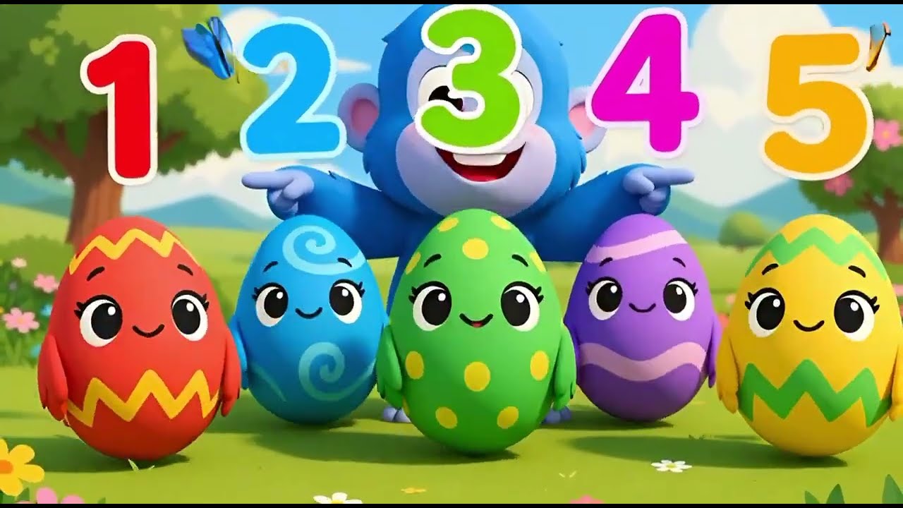 Five Color Eggs Counting Song 🥚🌈 | Monkey & Sparrows | Learn Numbers 1–5 | Kids Rhyme