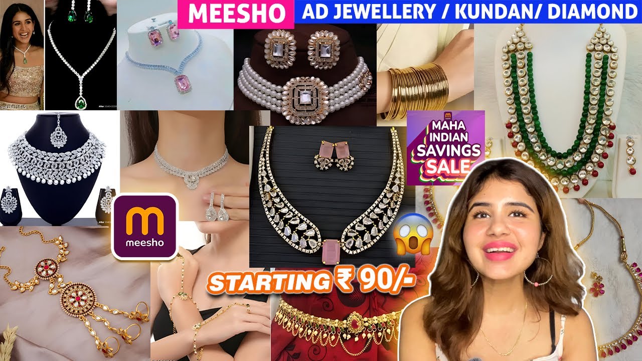 HUGE Meesho Jewellery Haul starting Rs 90 🤯😍 | AD Jewellery Haul | Wedding & Party wear Jewellery
