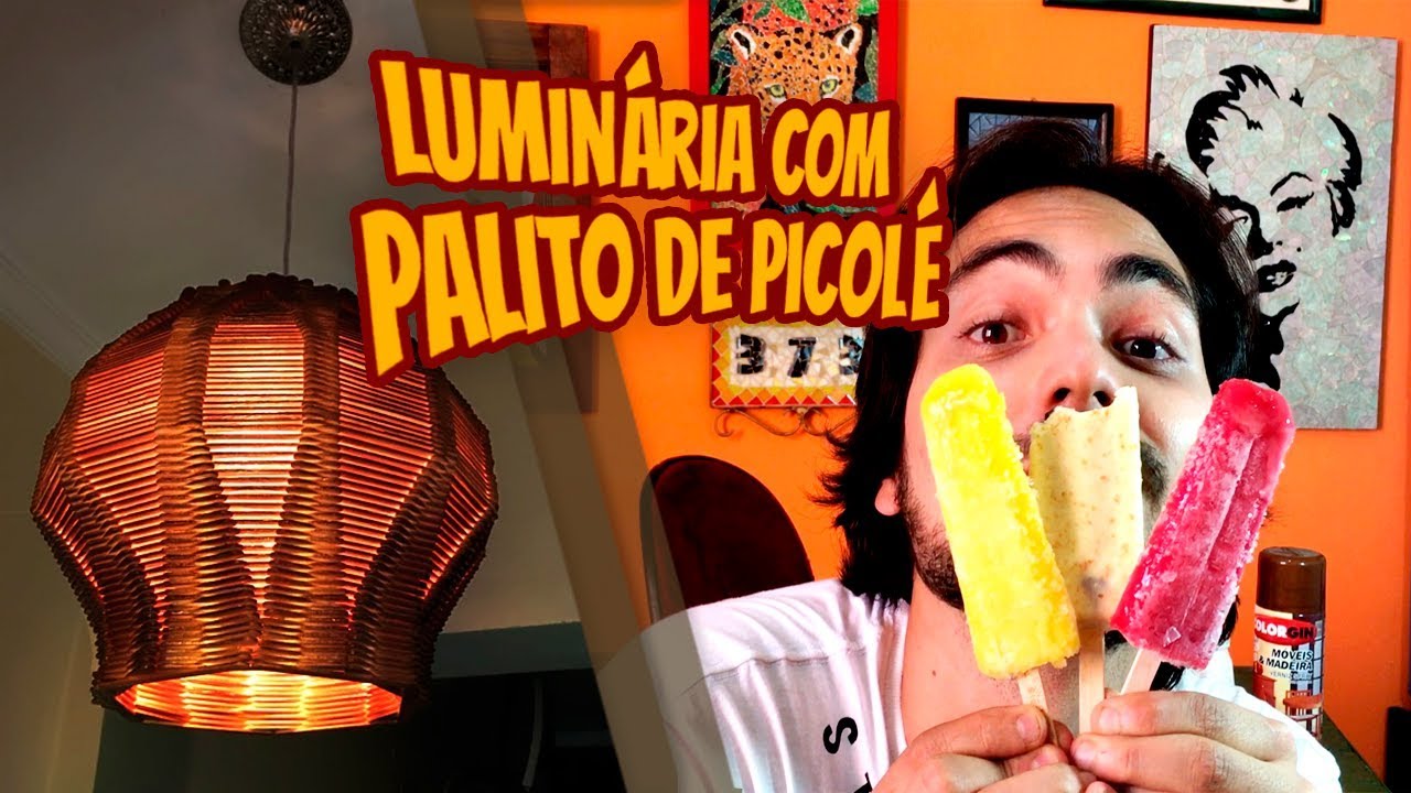 DIY - Como fazer Luminária de Palito de Picolé / popsicle stick lamp