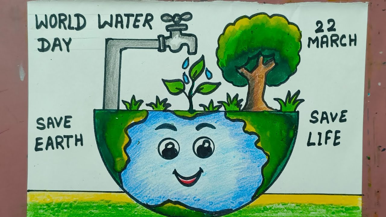 Save water poster drawing 🌍💧 || ( Very Easy ) step by step 