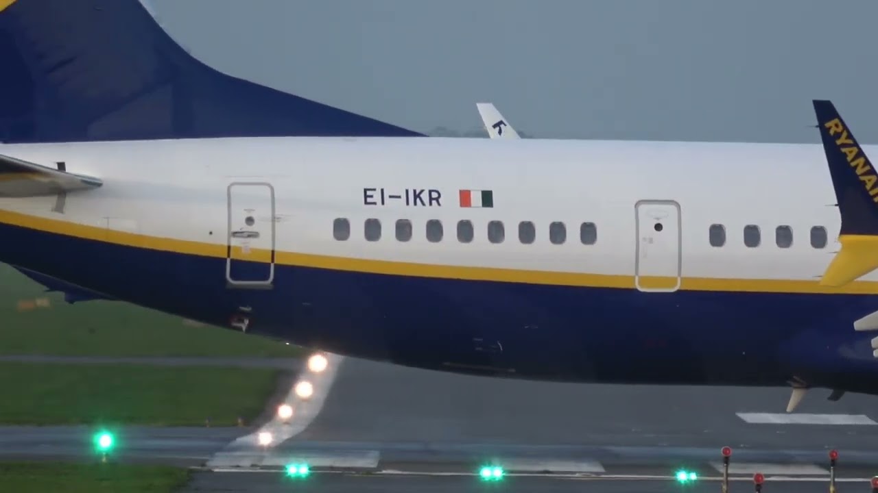 Cinematic Aviation 4K Ryanair B737 MAX 8 Taxi and Departure to Malaga from Bournemouth Airport 