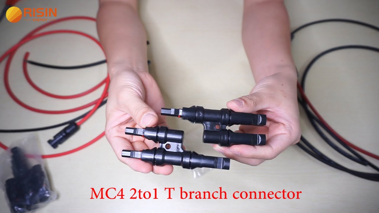 Risin Energy how to use MC4 T Connector Wiring Solar Panel 2to1 in series