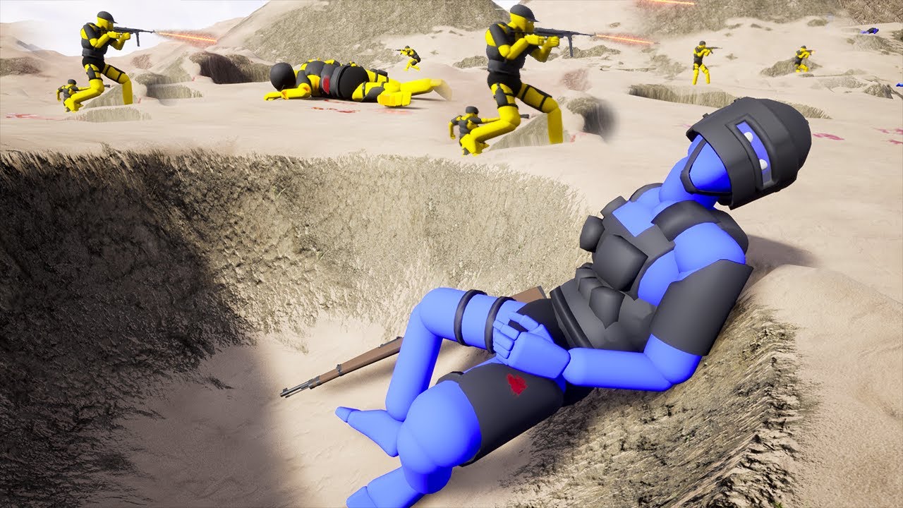 Blue Team VS Yellow Team - AI Battles with Active Ragdoll Physics! - MANTA'S WARBOX NPC Wars