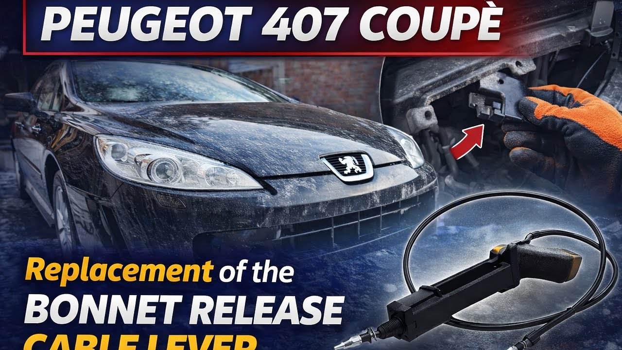 HOW TO change Peugeot 407 Coupè bonnet release cable lever