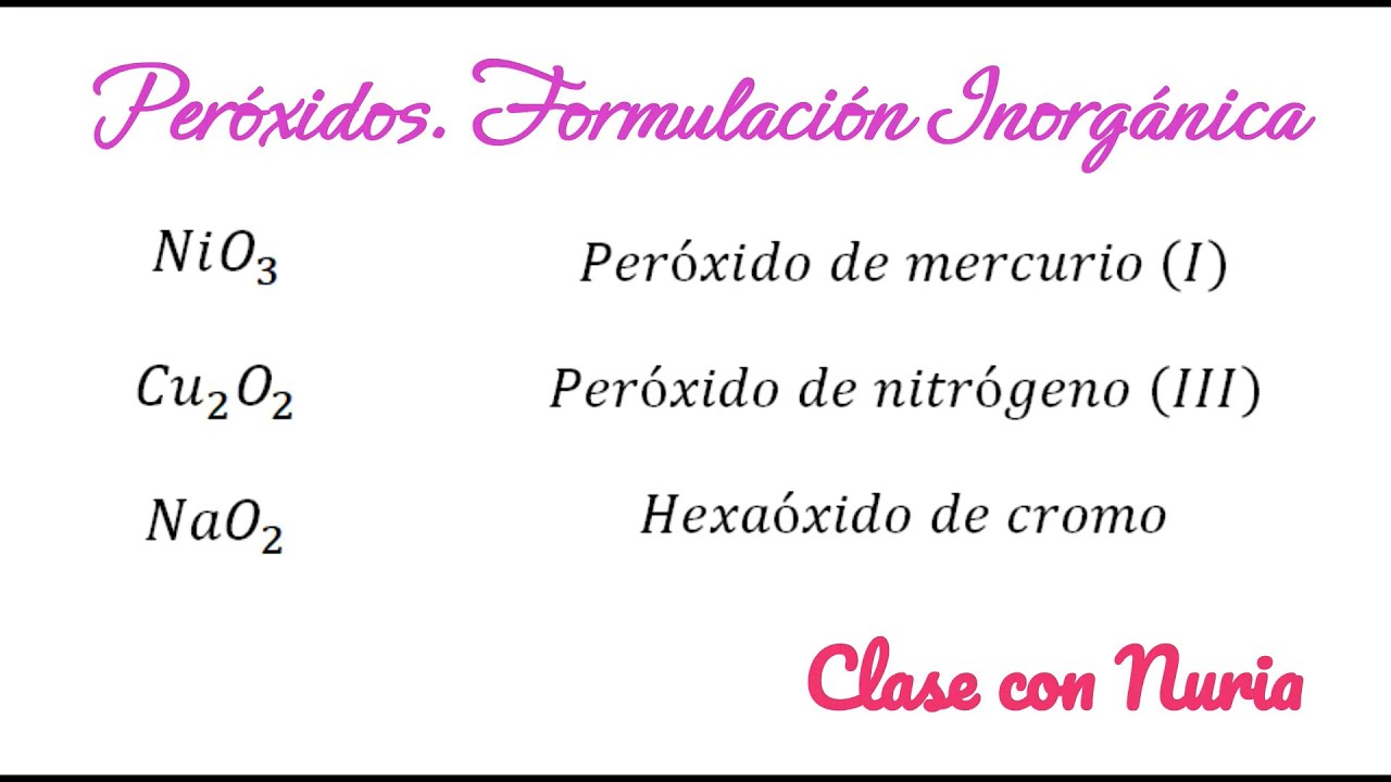 📚 Per&oacute;xidos. Formulaci&oacute;n Inorg&aacute;nica