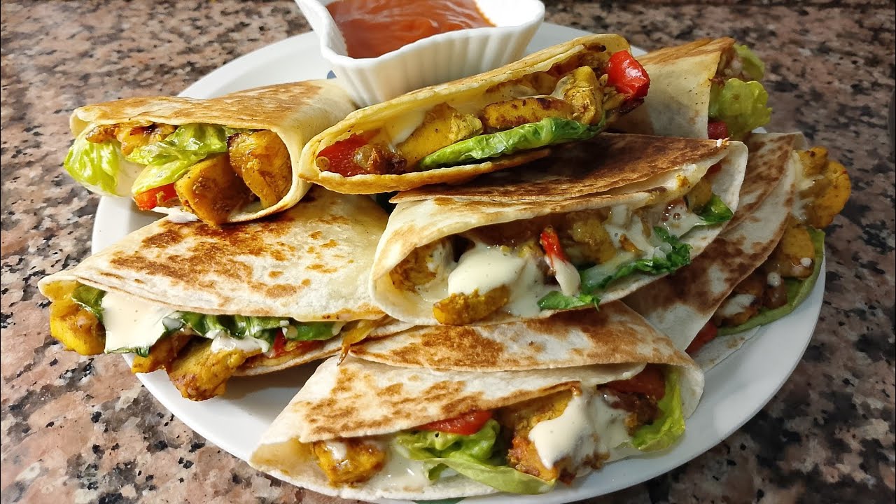 Warp de pollo crujiente 🔥 especial de Ramadán 👌 quesadilla de pollo!