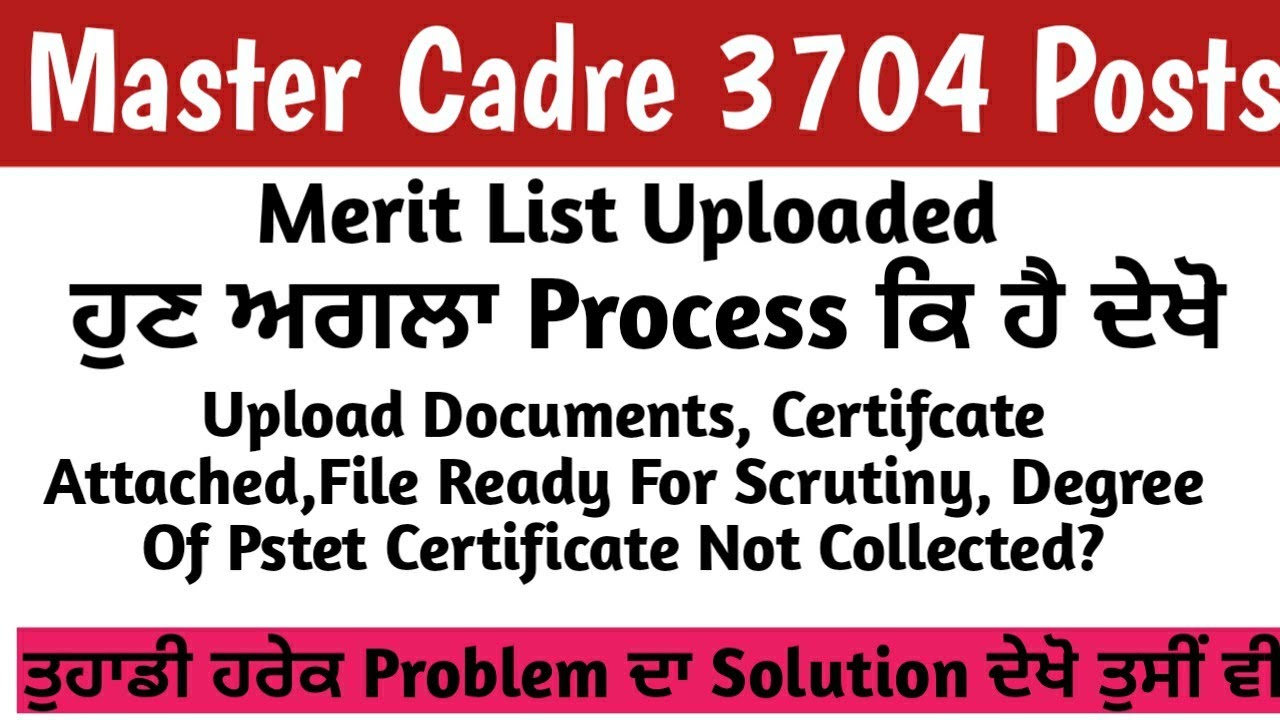 Master Cadre Merit || Upload Documents || Scrutiny Process & File  || Pstet Certifcate || Info