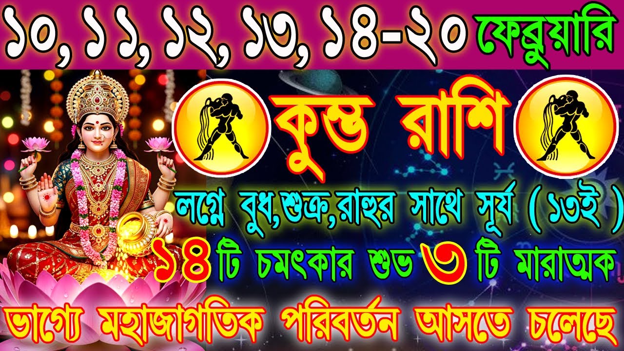 কুম্ভ রাশি 10–20 ফেব্রুয়ারি | গ্রহের বিশেষ যোগে ভাগ্য খুলবে? | কাজ, অর্থ ও প্রেম |Aquarius Rashifal