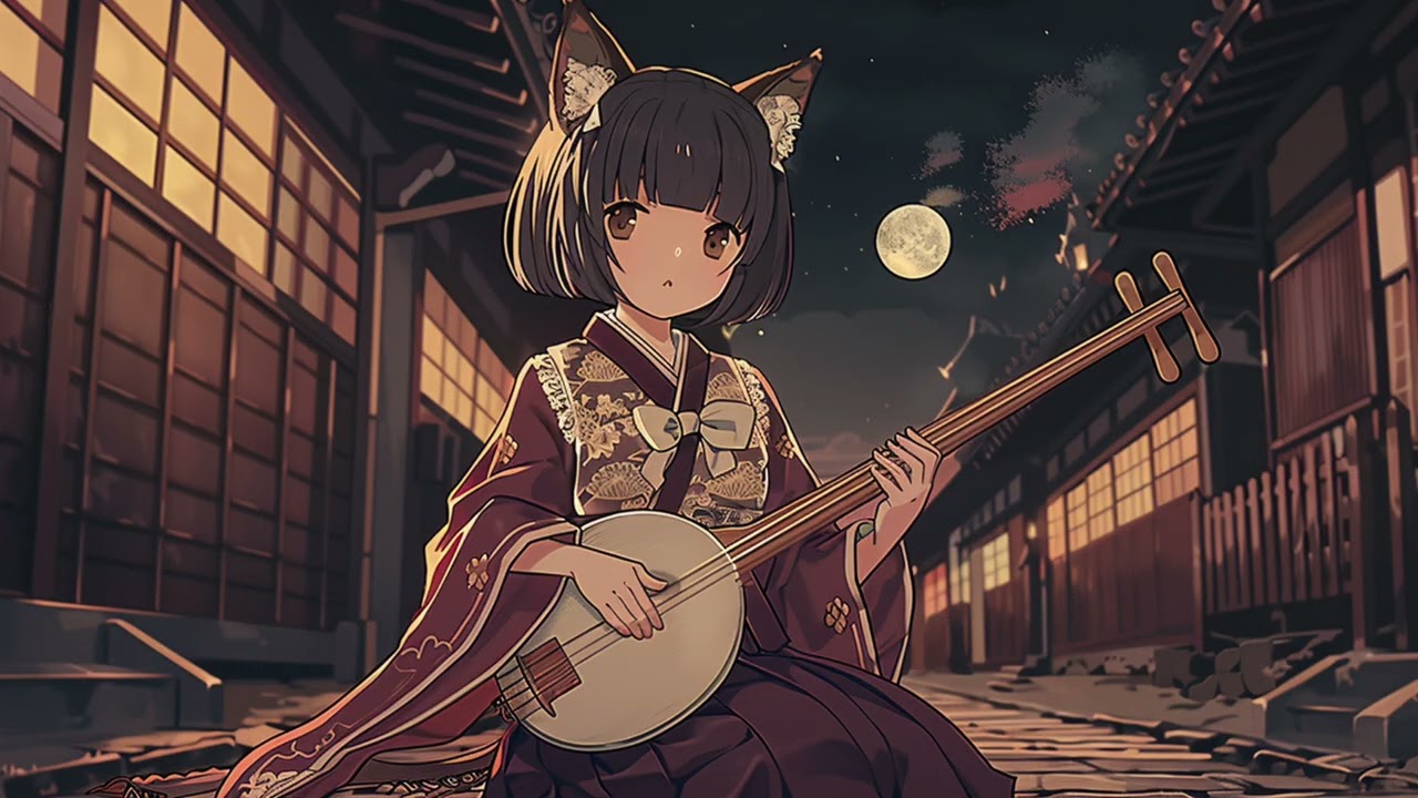 【Japanese Zen BGM】Kyoto Night Focus – Shamisen & Koto Study Music