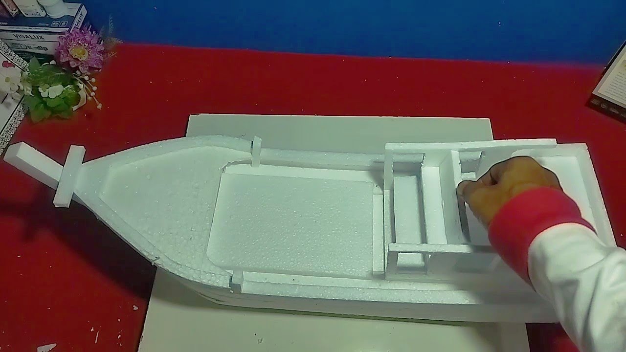 Cara membuat miniatur kapal dari Styrofoam busa gabus