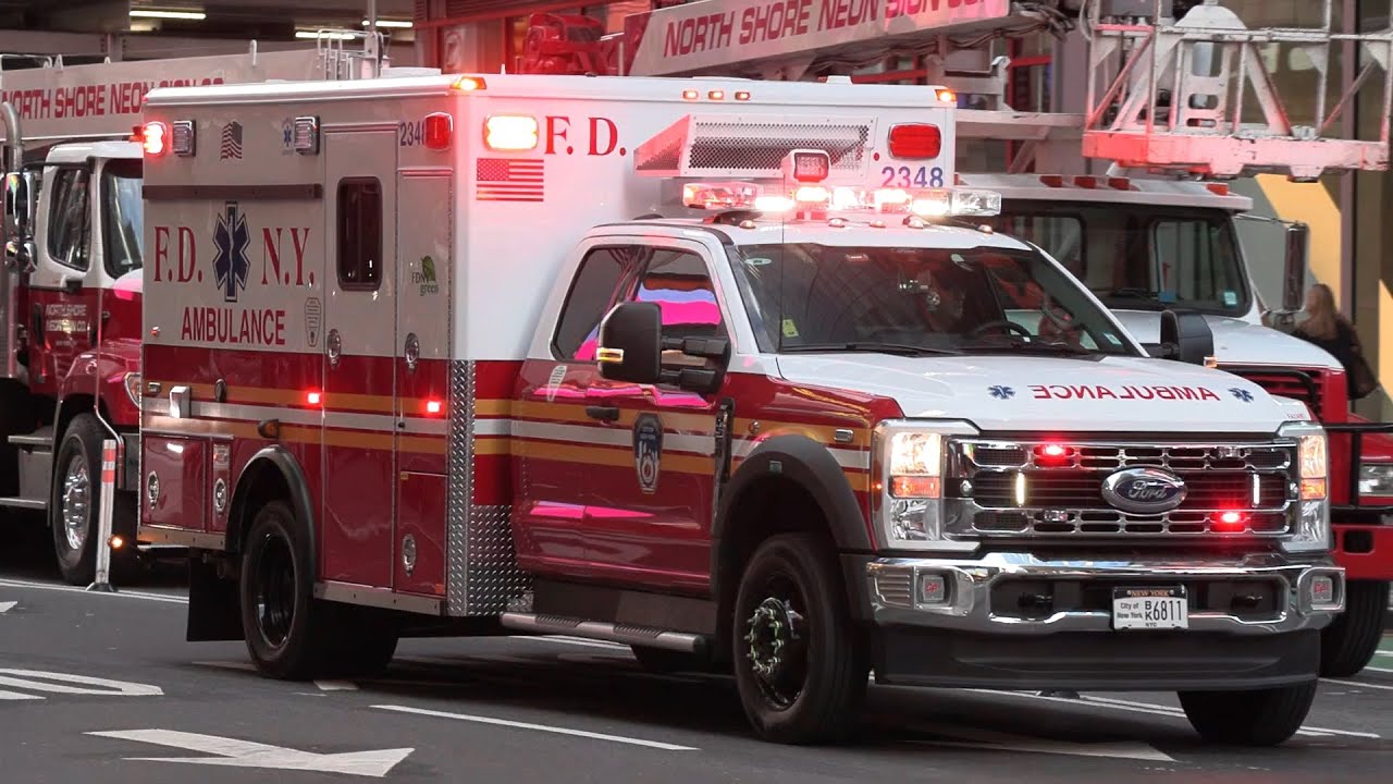 [2023 Ford F-550] FDNY EMS ambulance 2348 responding & arriving on scene [NY | 10/15/2024]