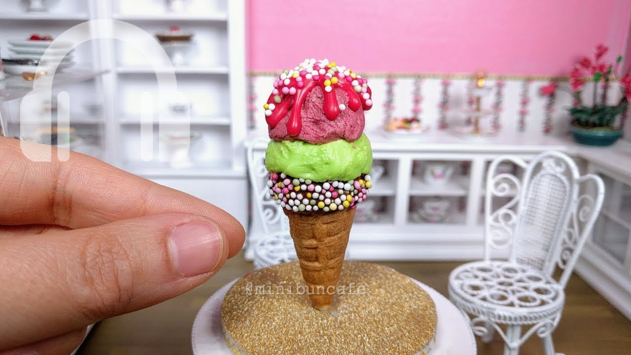 Ice cream cone mini cake! mini food ASMR
