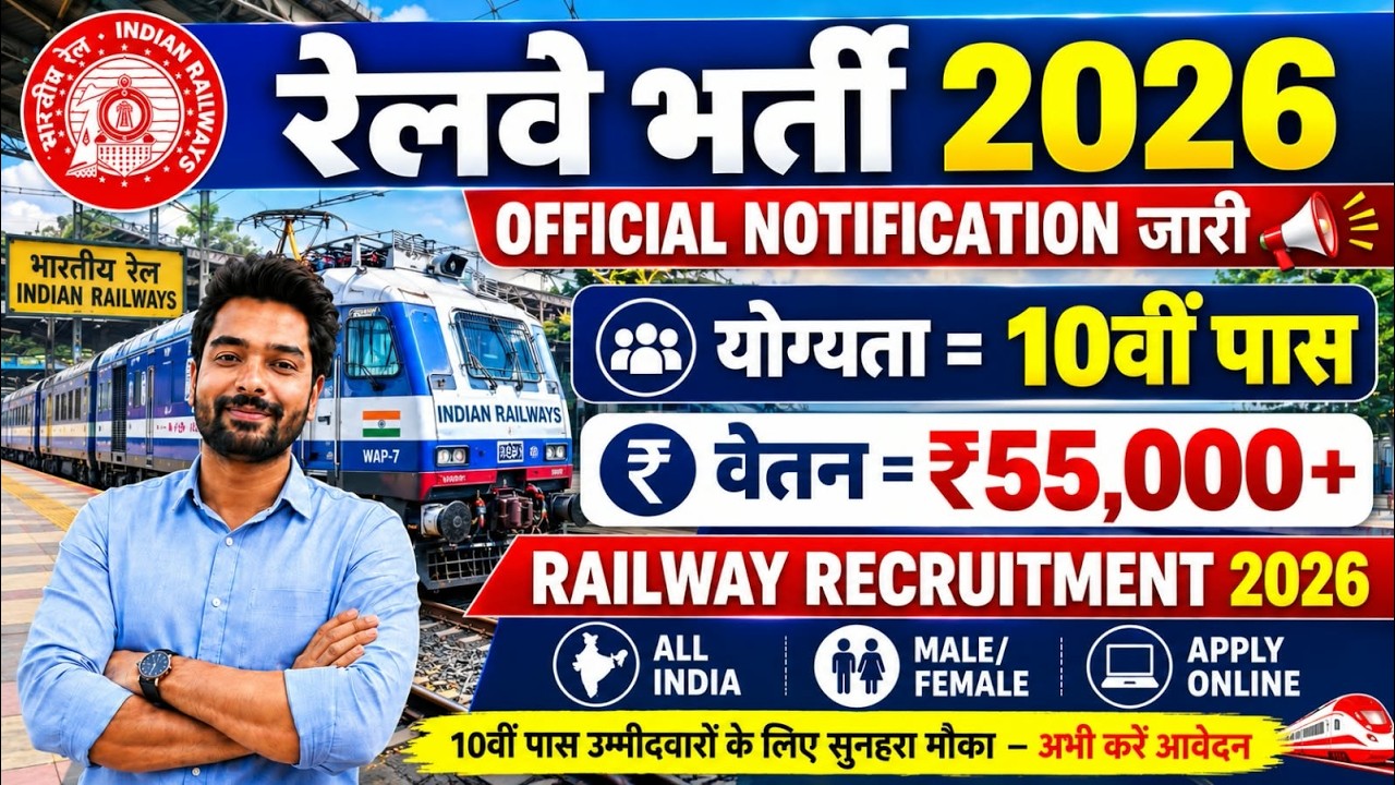 रेलवे सीधी भर्ती 2026 | Railway New Vacancy 2025 | Railway Recruitment 2025 | railway 10th pass job