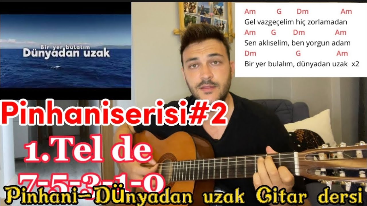 Pinhani-Dünyadan Uzak-Gitarla kolay tonda çalımı-Gitar dersi.