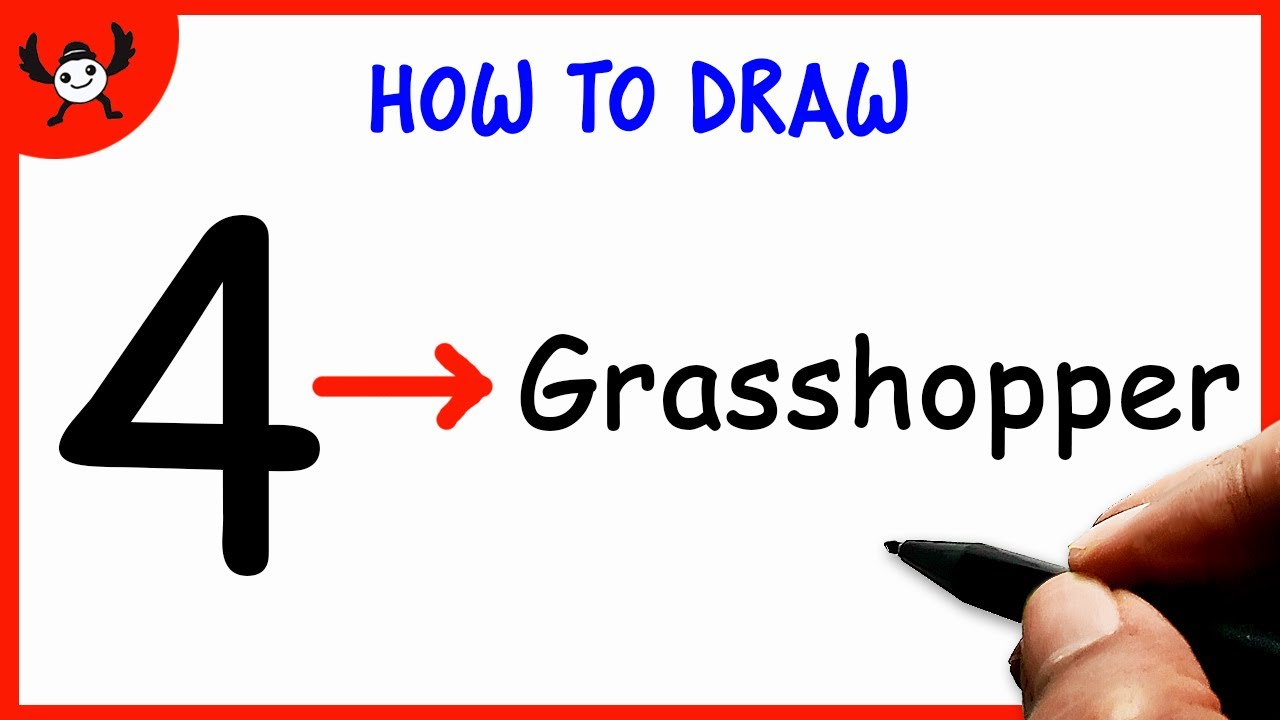 How To Draw A GRASSHOPPER Step by Step From Number 4 | Easy Drawing Tutorial for Kids